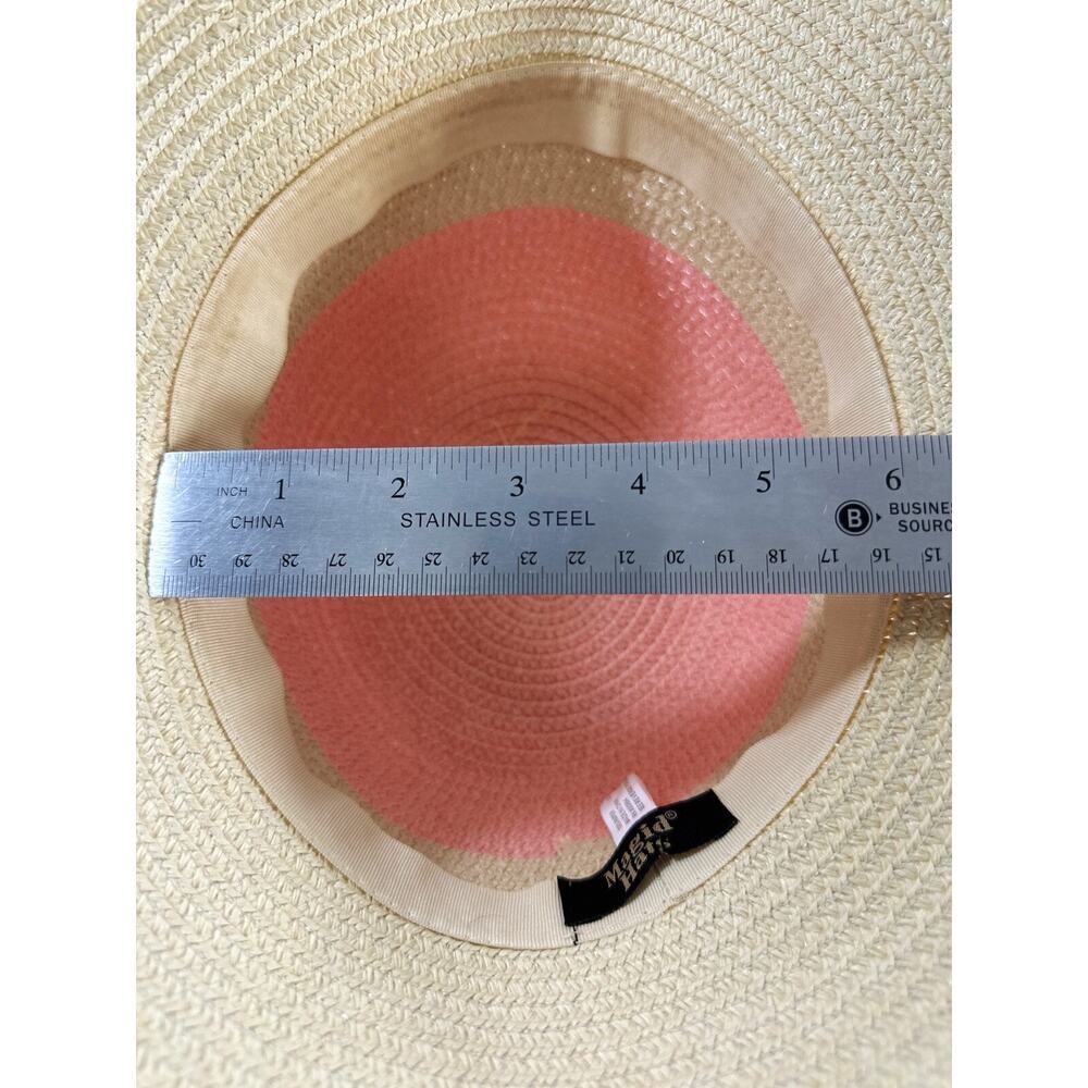 Magid Sun Hat Womens OSFA 100% Paper Wide Brim Floppy Boho Pink Top - Picture 8 of 11